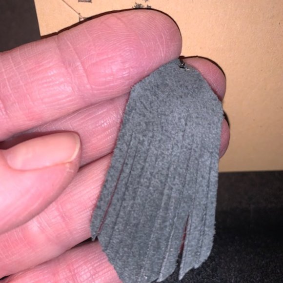 Leather Earrings - Fringed Silver Sparkle - Picture 3 of 3